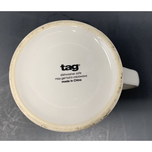 TAG SKIING SNOWMAN HOPE MUG 16 oz Embossed Winter Holiday Xmas Green Interior - Picture 6 of 8